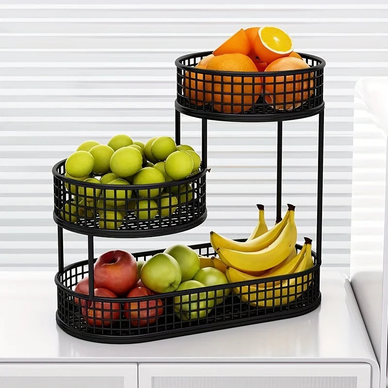Stainless Steel Multilayer Fruit Basket Round Metal Display Rack