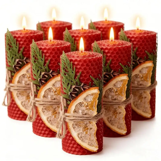 Hand Rolled Beeswax Candles Cedar Orange Scent Home Decor