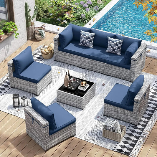 Modern Outdoor Wicker Patio Conversation Furniture Set