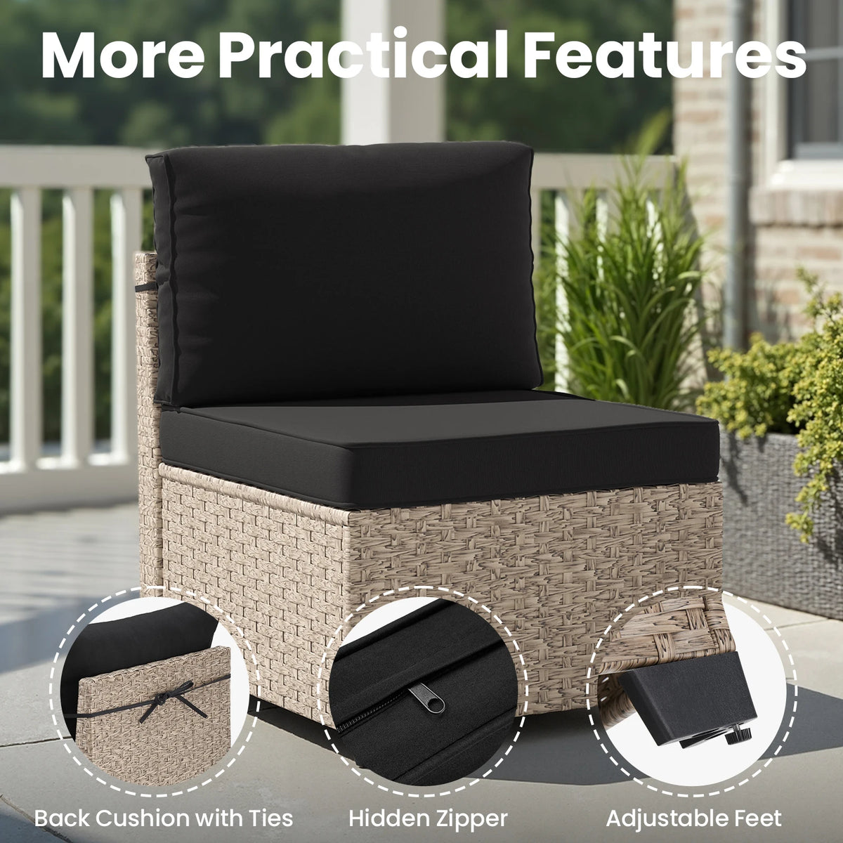Outdoor Rattan Patio Furniture Set With Tempered Glass Table