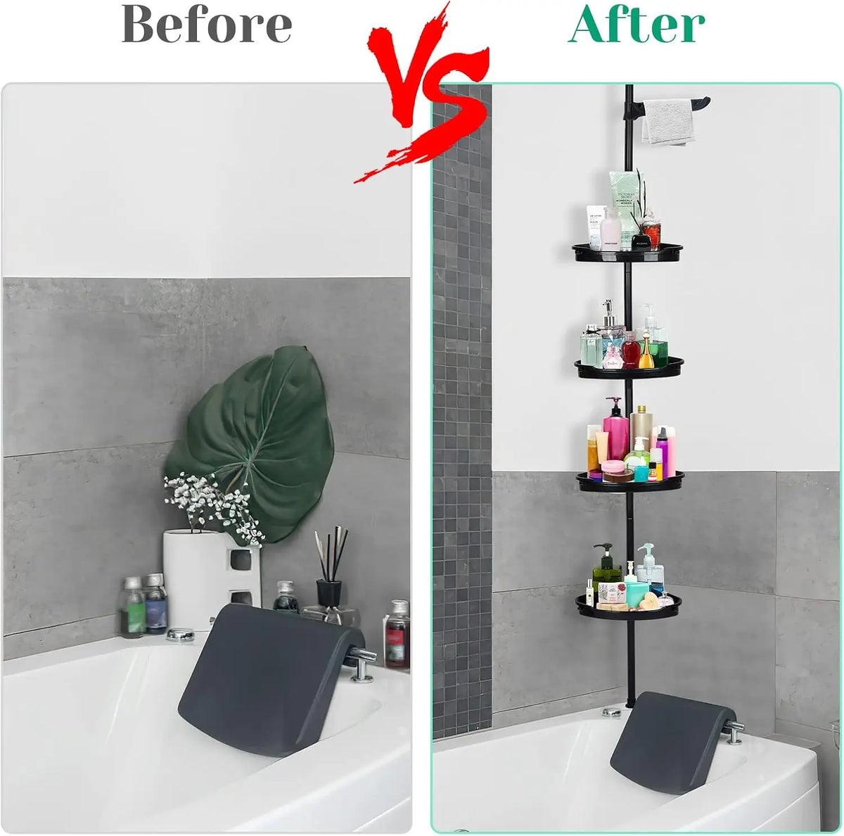 Telescopic Corner Shower Caddy Rust Resistant Tension Storage Rack
