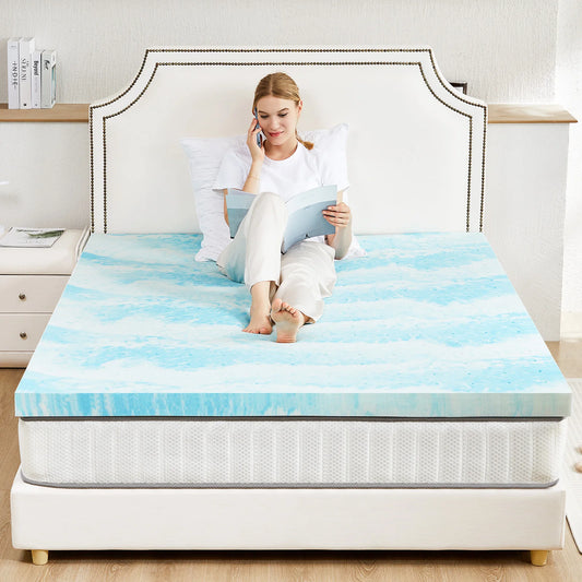 JHK Gel Memory Foam Mattress Topper Cooling Comfort