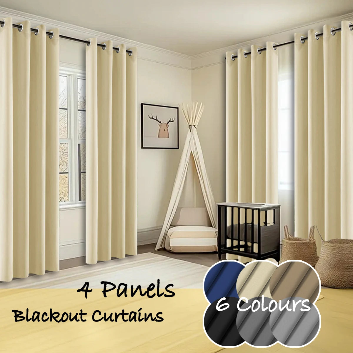 Polyester Thermal Insulated Blackout Curtains Ring Top
