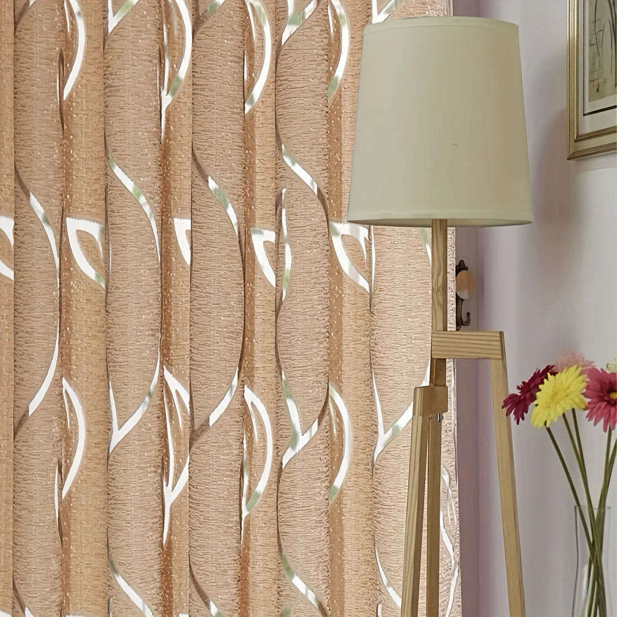 Decorative Hollow Out Embroidered Semi Blackout Window Curtain
