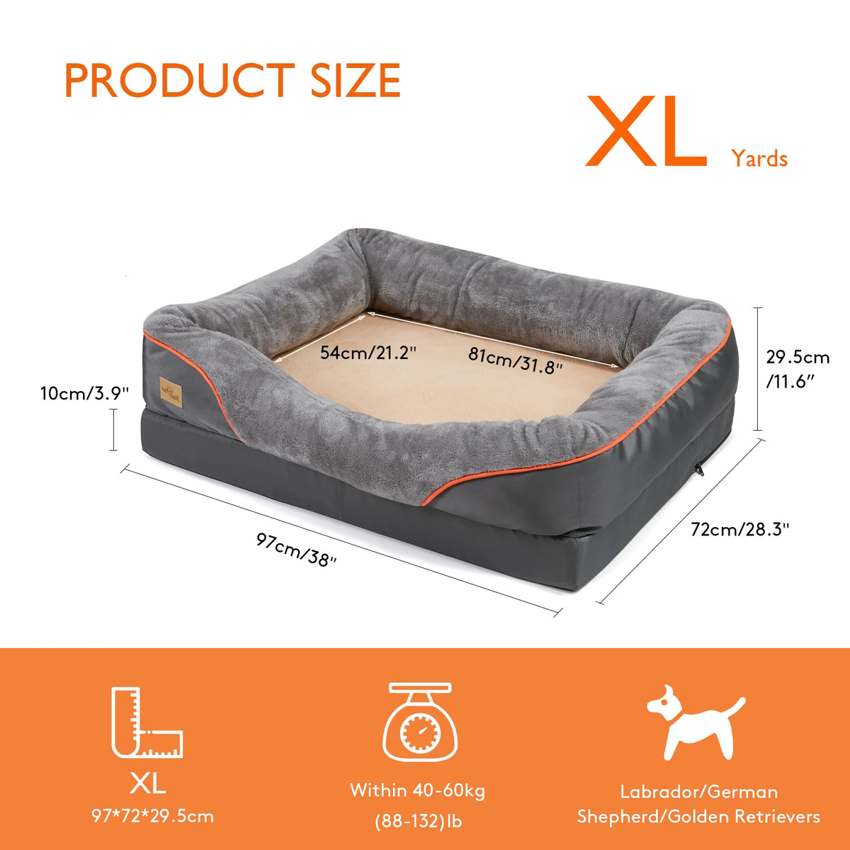 BINGOPAW Waterproof Dog Bed With Removable Washable Fleece Cover