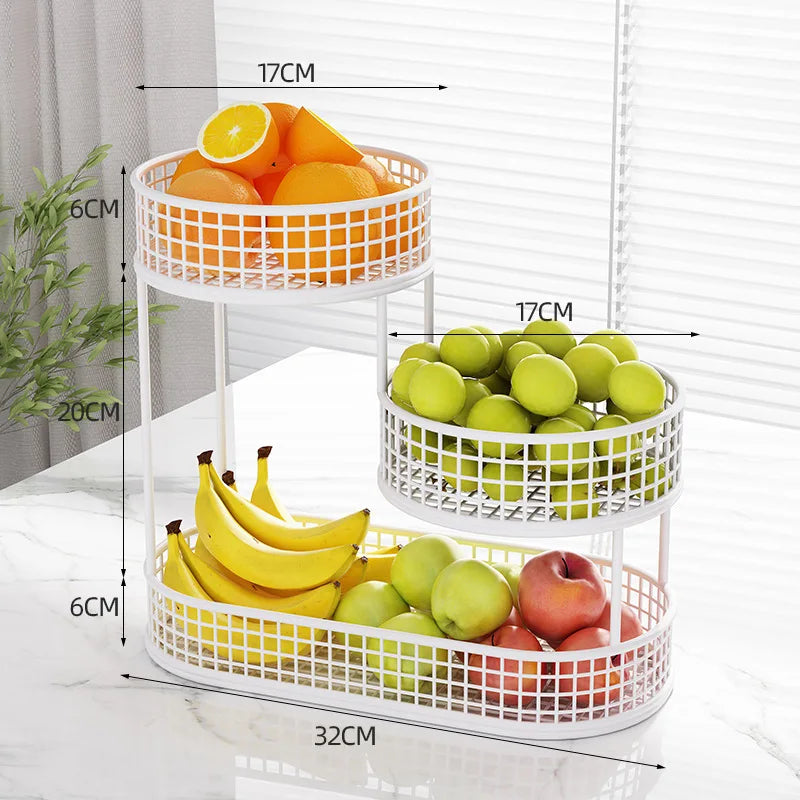 Stainless Steel Multilayer Fruit Basket Round Metal Display Rack