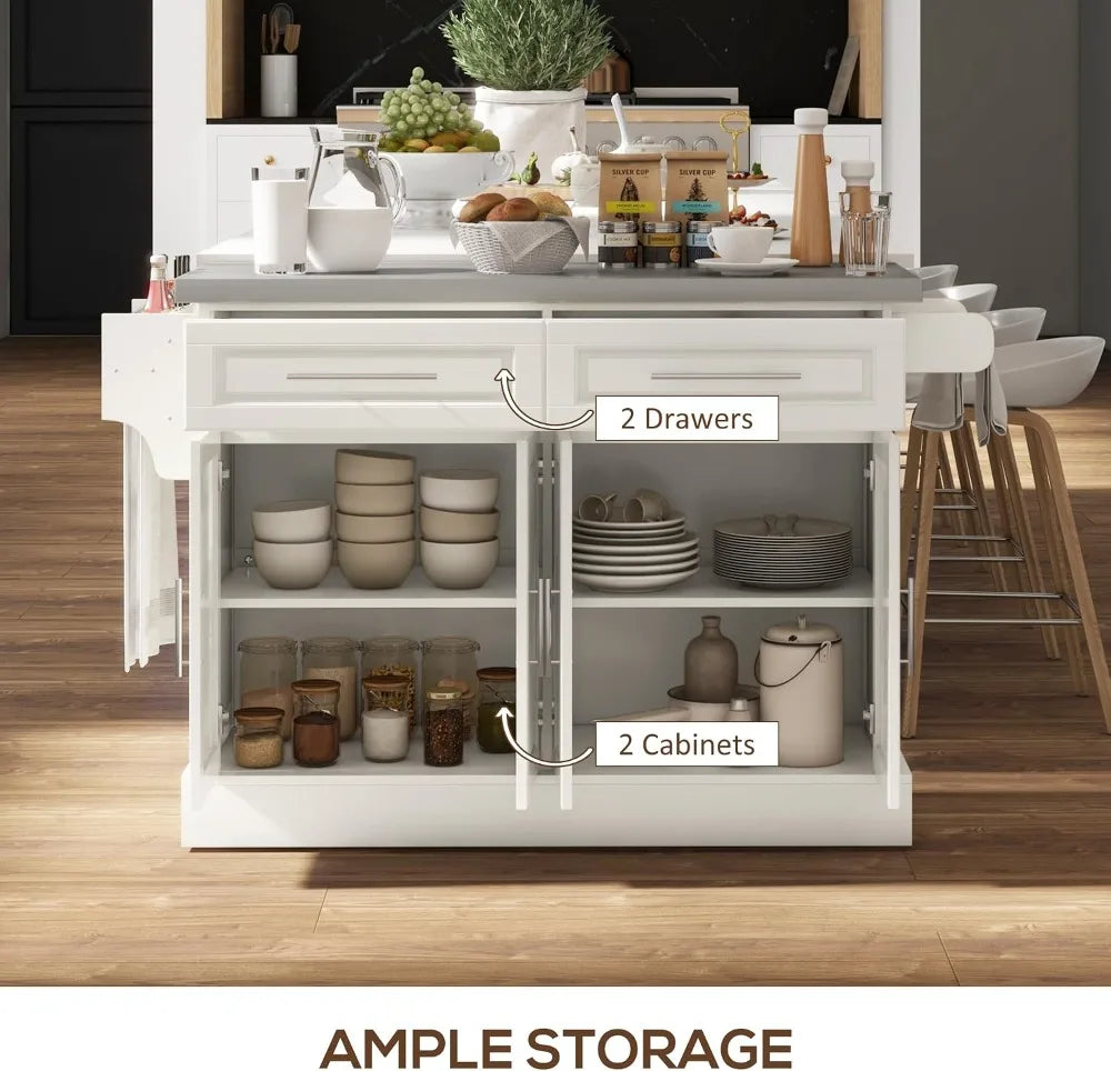 Professional Kitchen Island Cart With Durable Wheels And Storage
