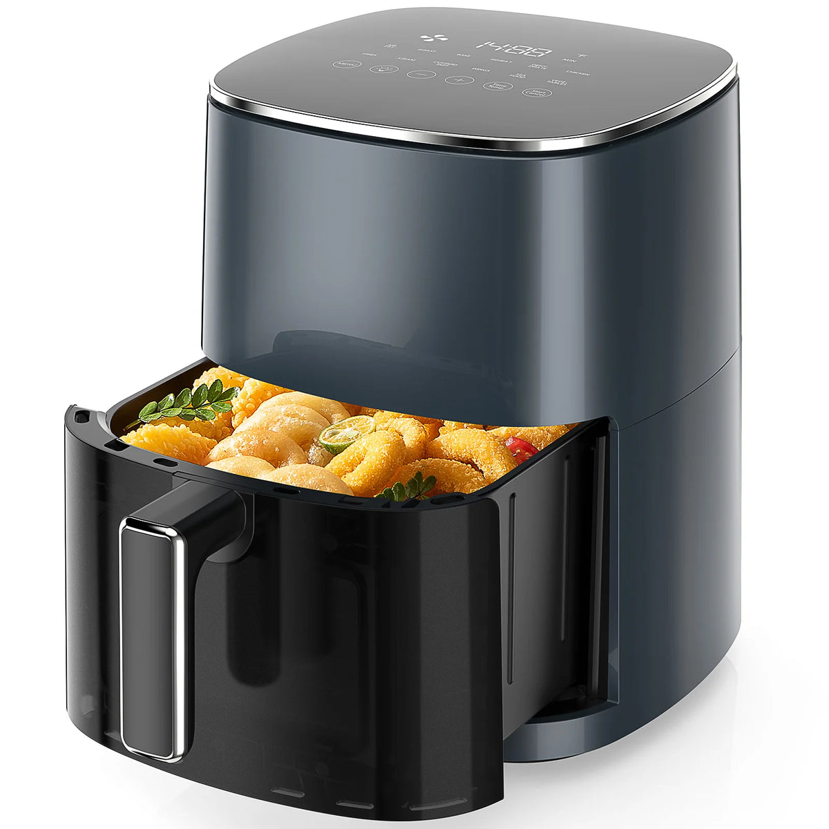 Electric Air Fryer With Viewing Window And Automatic Cooking Settings