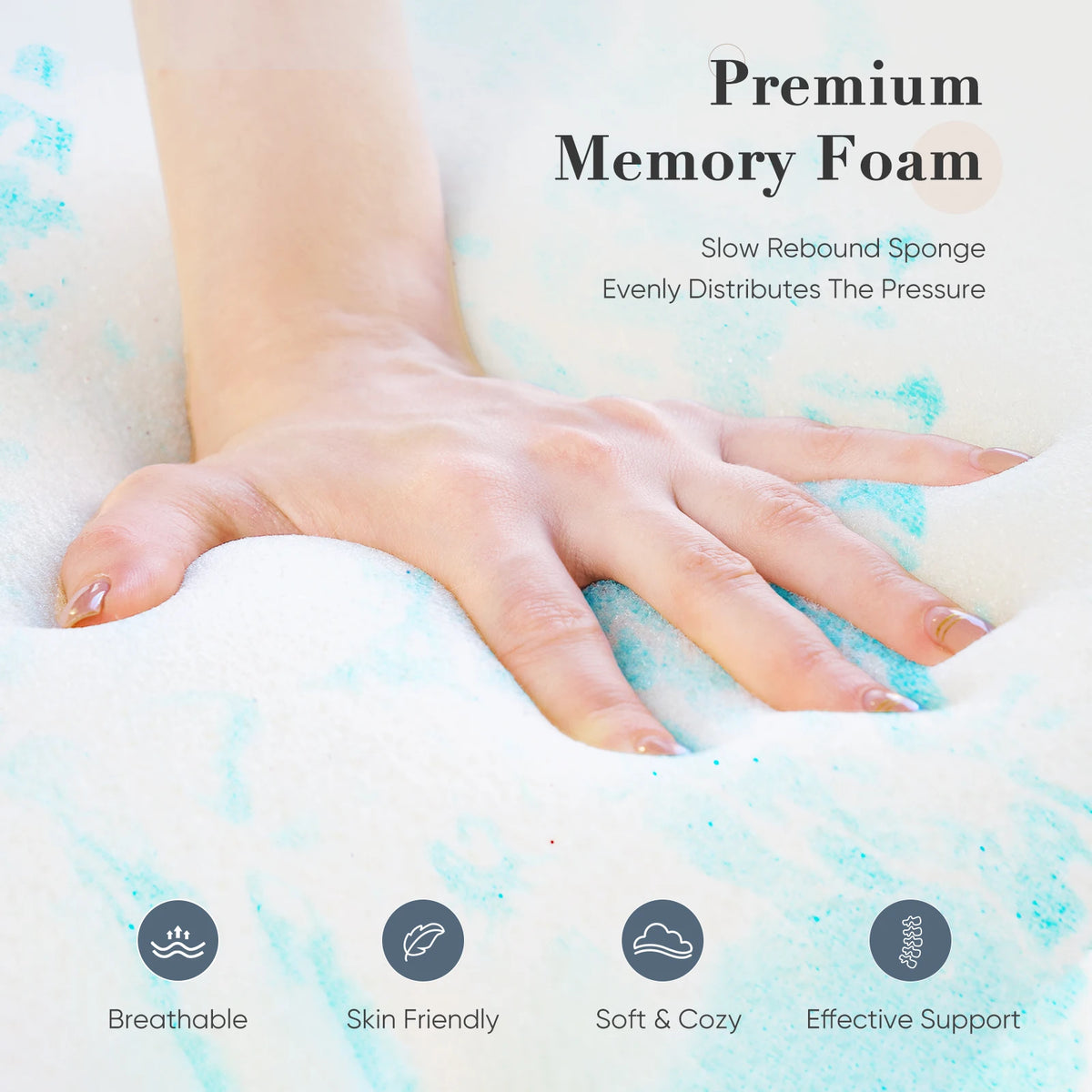 JHK Gel Memory Foam Mattress Topper Cooling Comfort