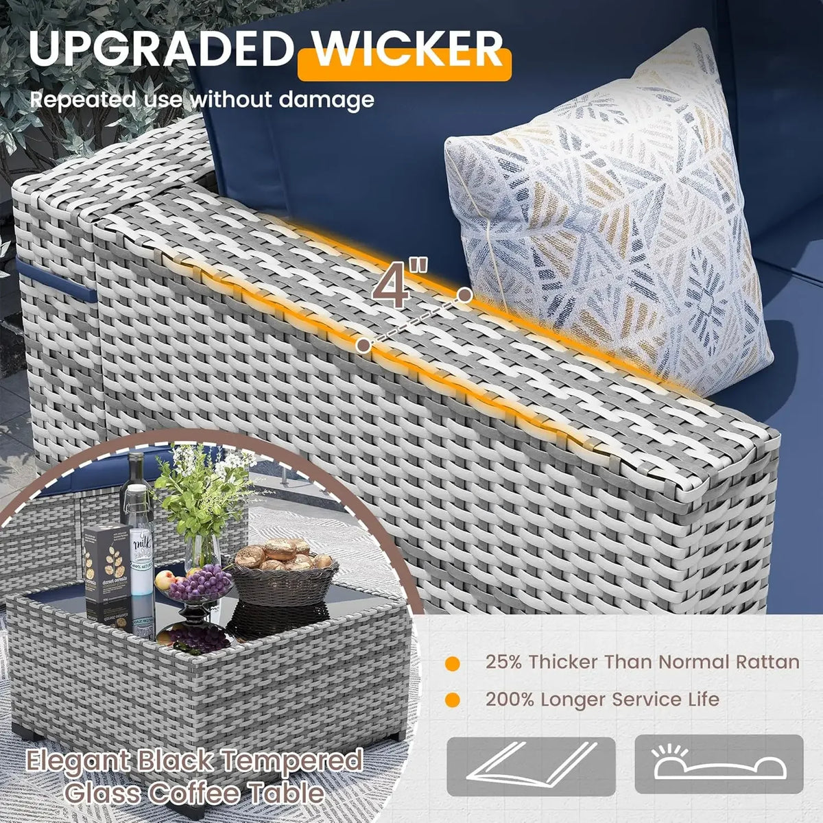 Modern Outdoor Wicker Patio Conversation Furniture Set