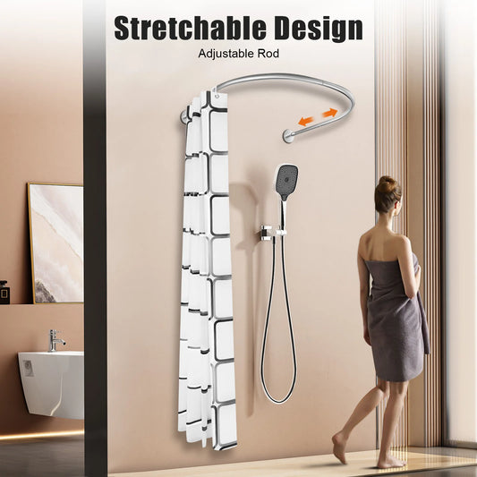 Waffle Texture Polyester Shower Curtain For Modern Bathrooms