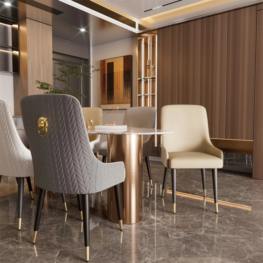 Luvodi Modern Upholstered Dining Chair Set With Lion Knocker