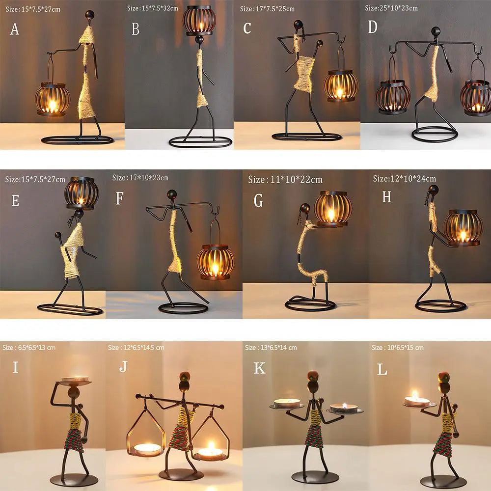 Foundtwo Nordic Metal Abstract Character Candle Holder Home Decor