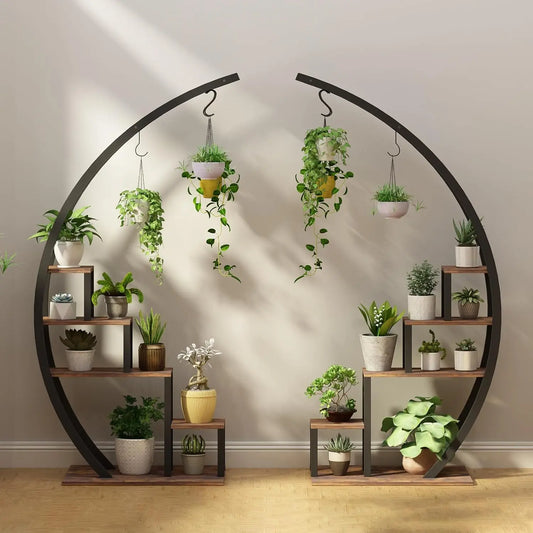Twister 5-Tier Metal Indoor Plant Stand Half Moon Garden