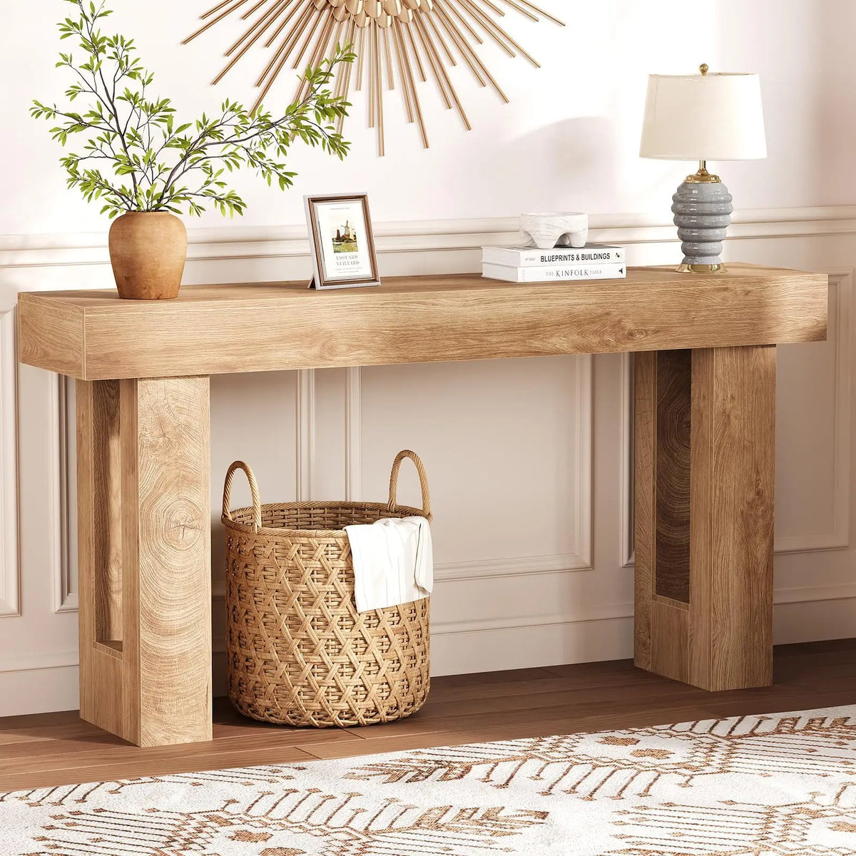 HiMiss Modern Wooden Console Table for Living Room Sofa