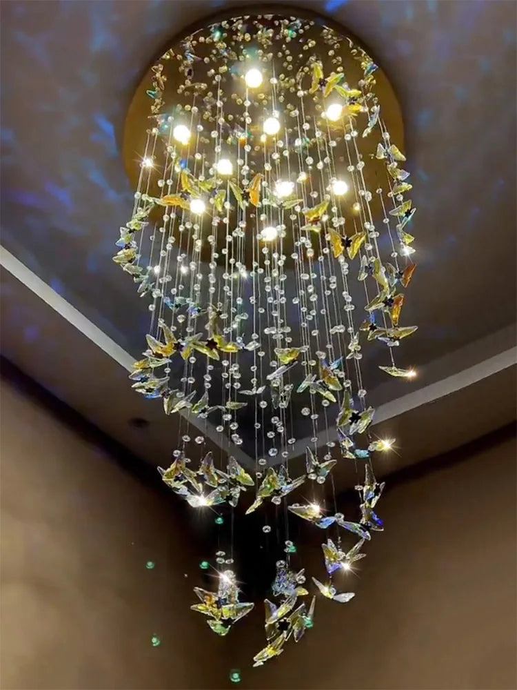 JIAYOOR Butterfly Crystal Chandelier Luxury Pendant Light for Living Room