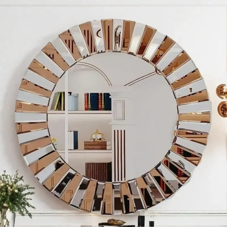 Modern Round Starburst Decorative Glass Wall Mirror