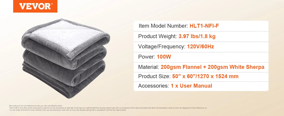SucceBuy Heated Throw Blanket With Five Adjustable Heat Settings