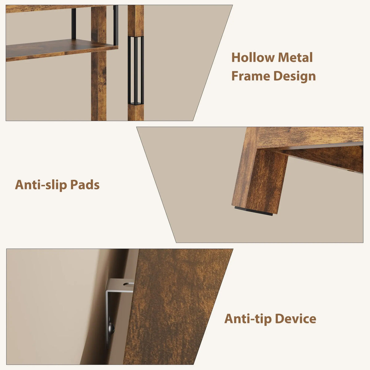 HiMISS Industrial Wood Console Table With Metal Frame