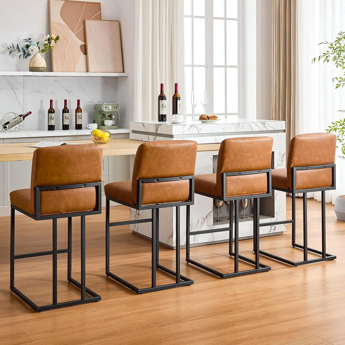 HiMISS Back Bar Stools Kitchen Island Dining Room Cafe Set