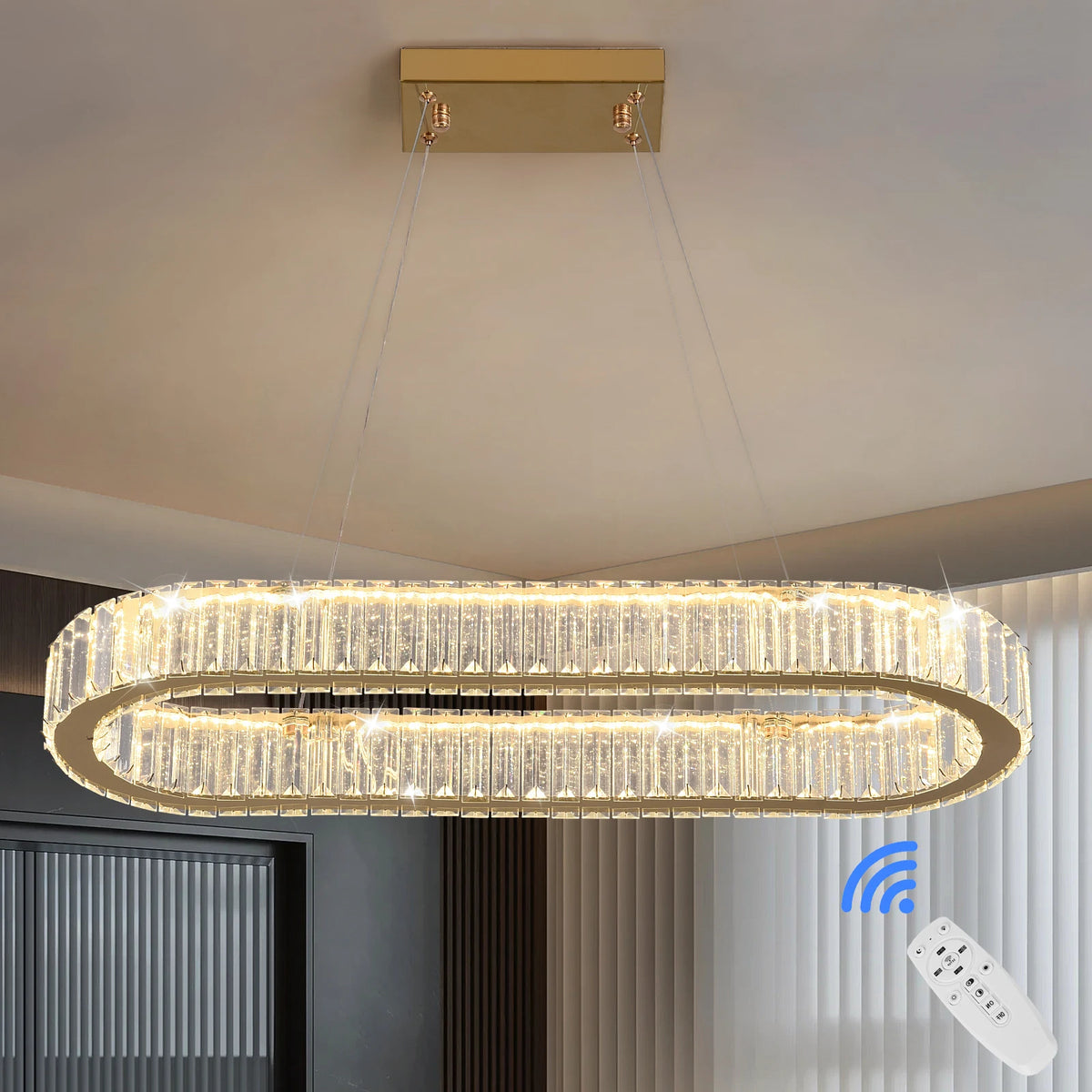 Vetrulus Luxury Crystal Oval Pendant Light Ceiling Lamp