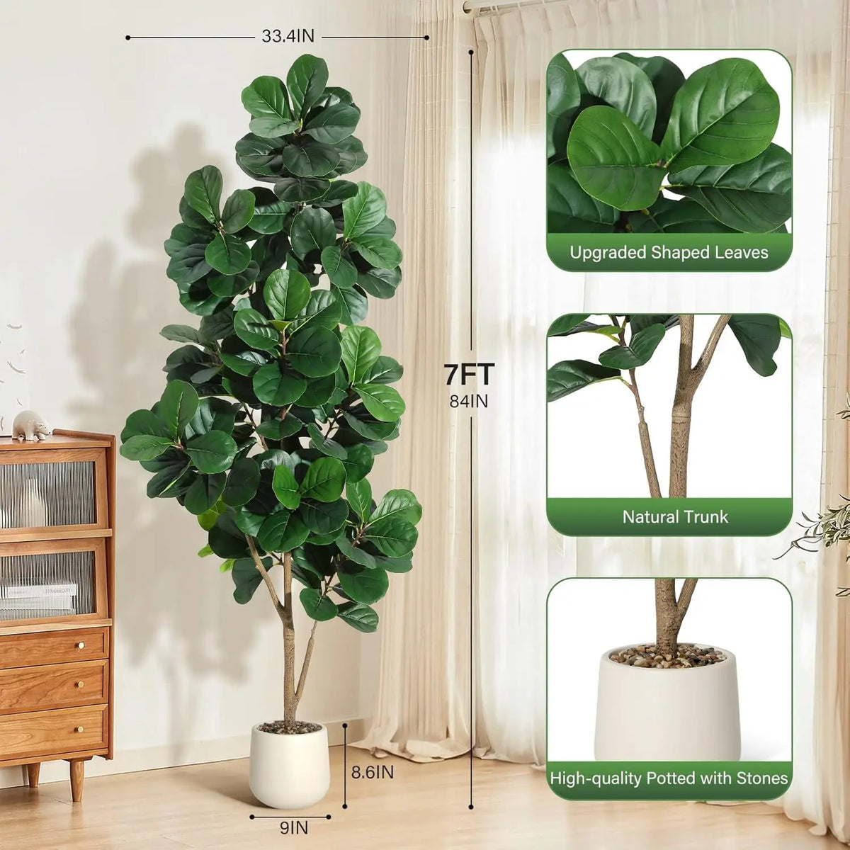 HiMiss Artificial Fiddle Leaf Fig Tree For Home Decor