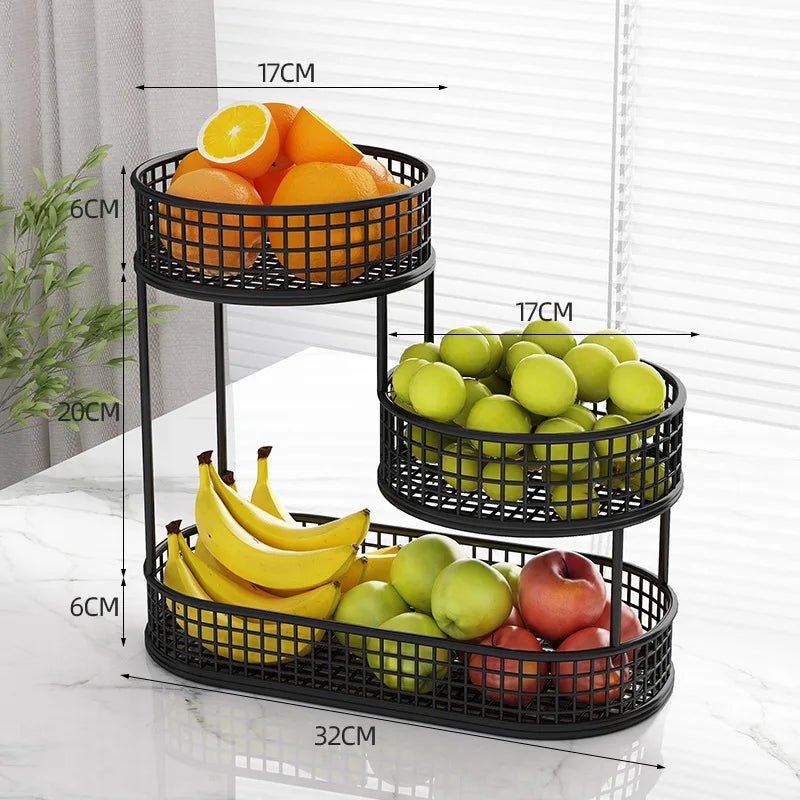 Stainless Steel Multilayer Fruit Basket Round Metal Display Rack