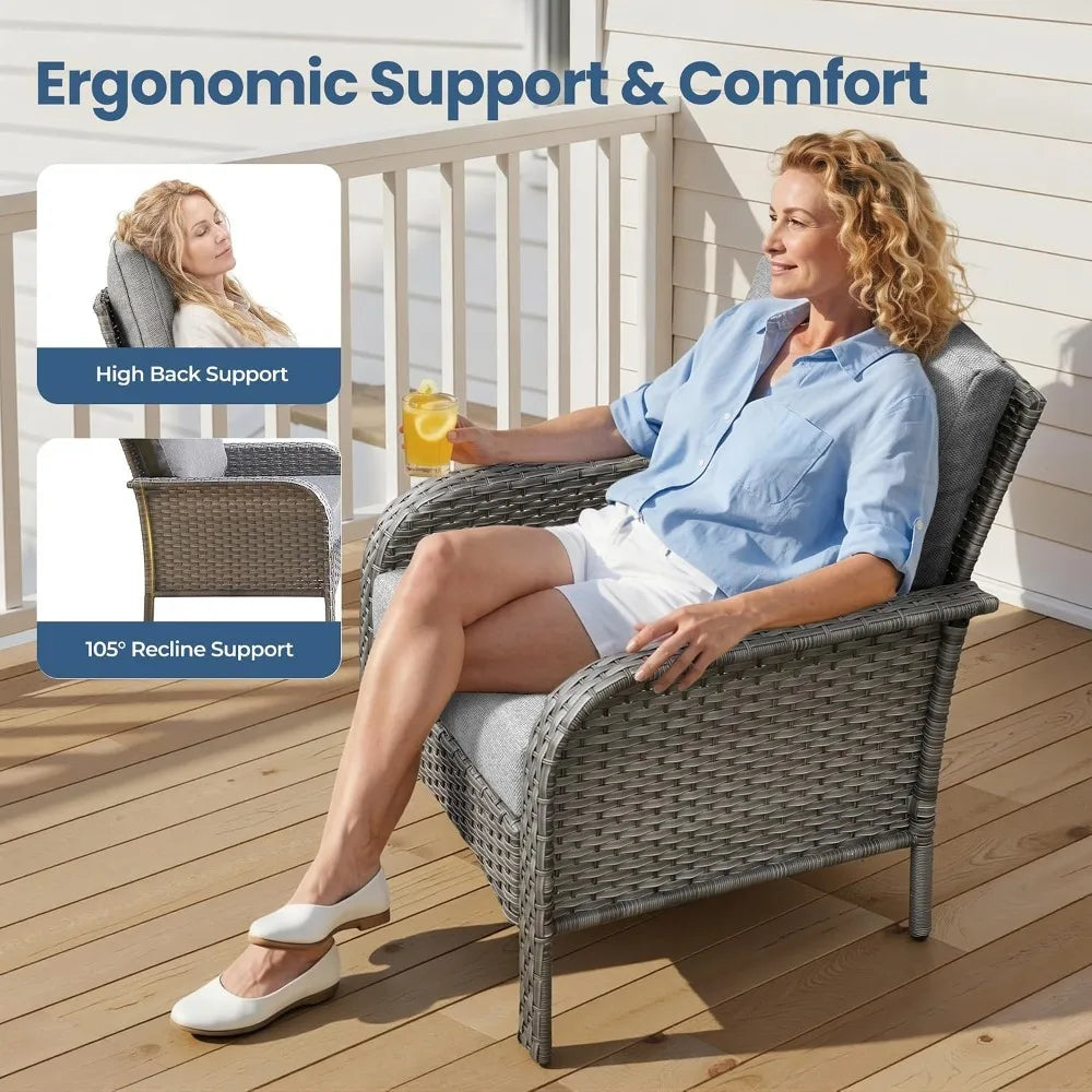 Xiaolang High Back Rattan Loveseat Patio Outdoor Furniture Set