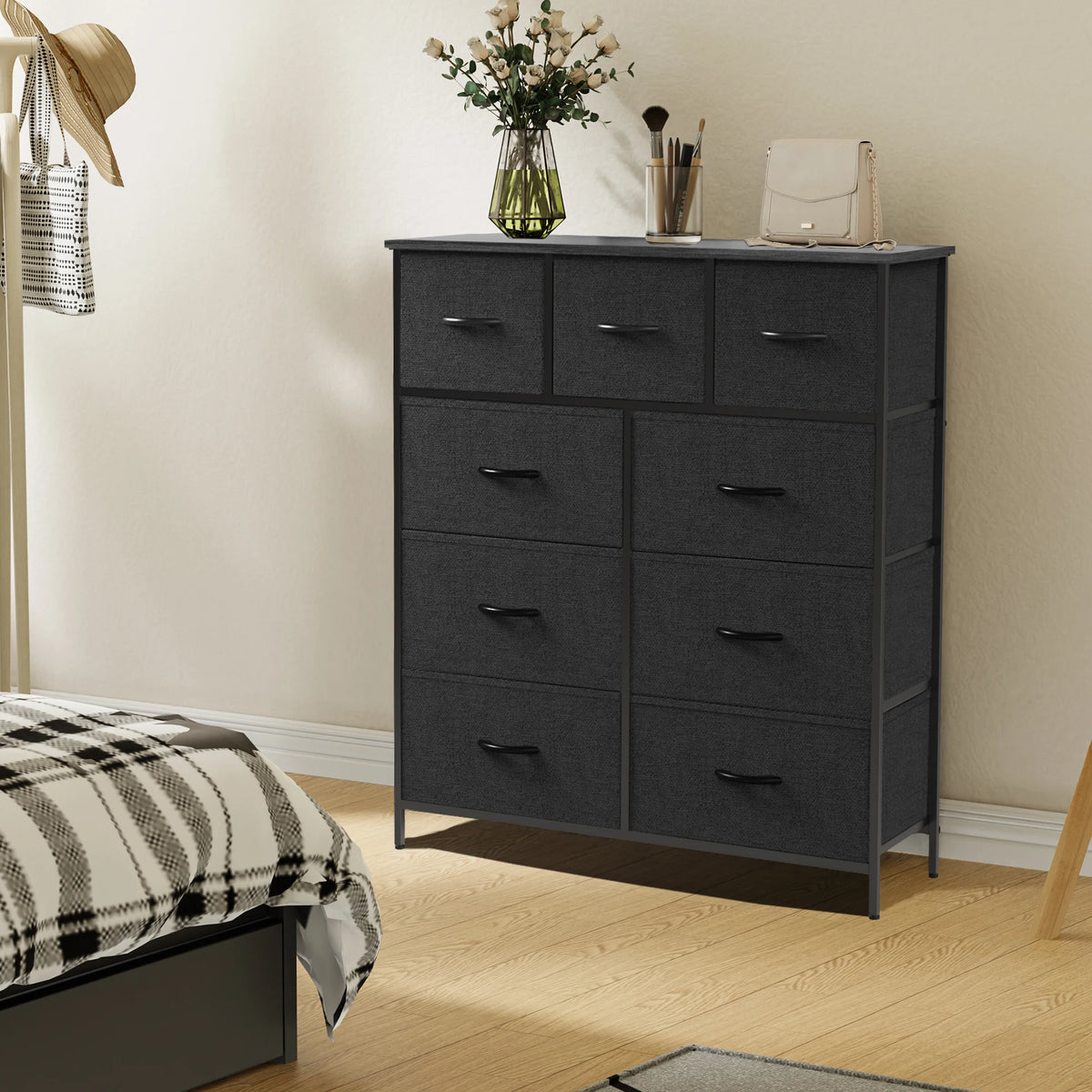 JHK Modern 9 Drawer Fabric Wardrobe Bedroom Storage Organizer