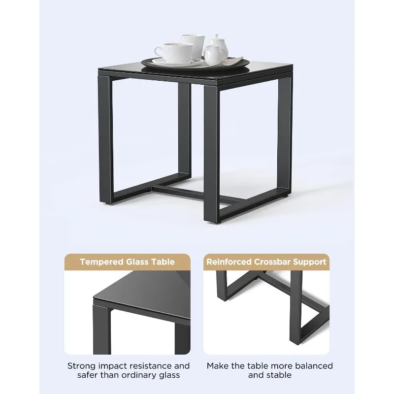 Three Piece Outdoor Rocking Bistro Set With Bamboo Rattan Table