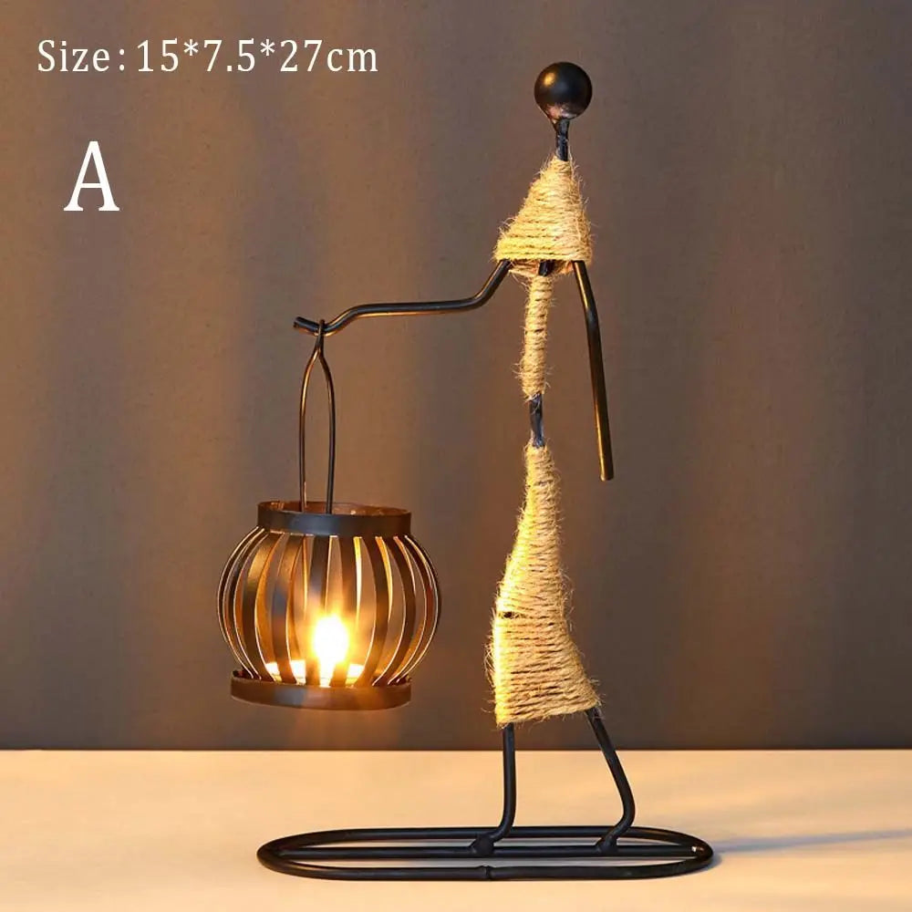 Foundtwo Nordic Metal Abstract Character Candle Holder Home Decor