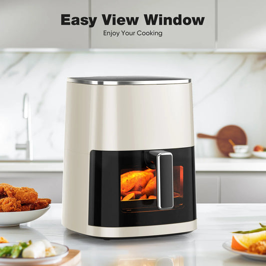 Electric Air Fryer With Viewing Window And Automatic Cooking Settings