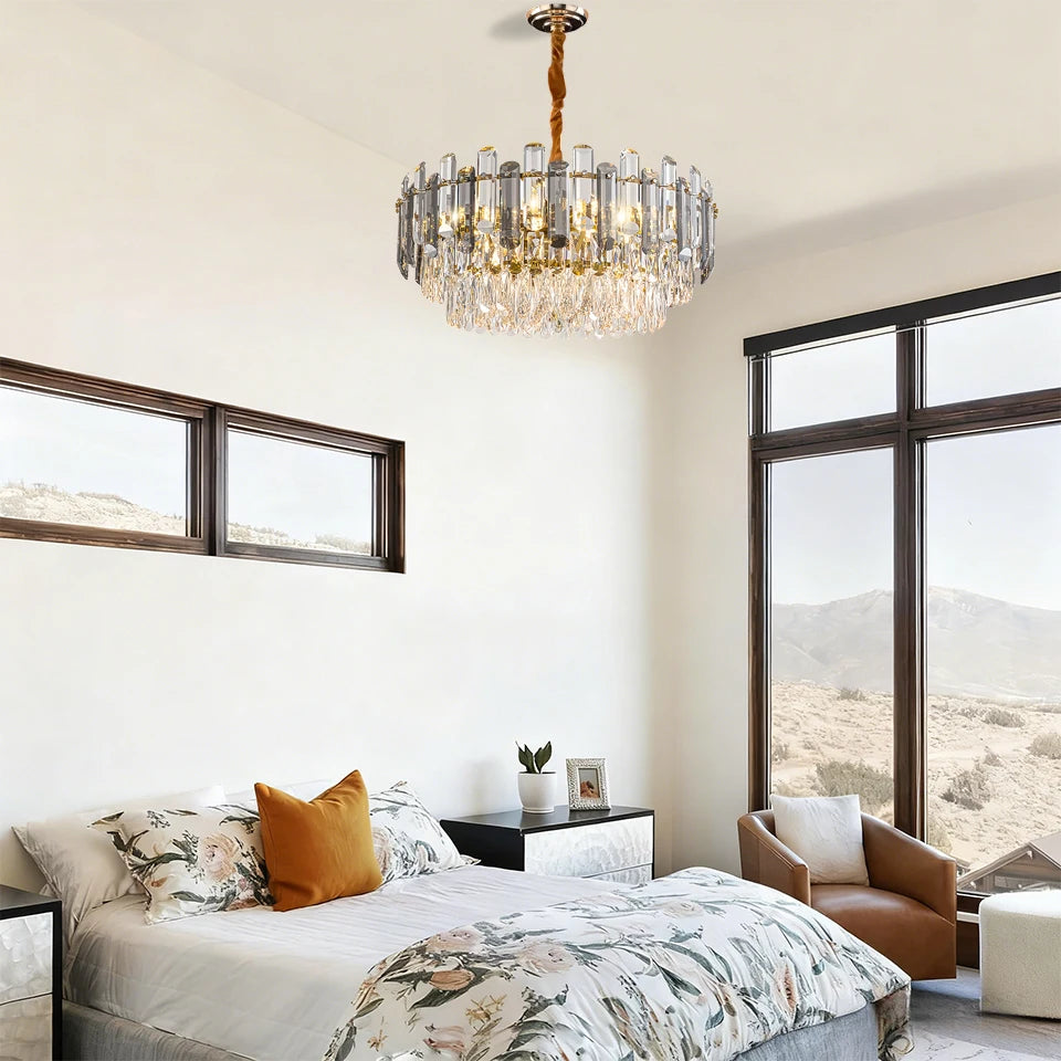 PIBAOGU Modern K9 Crystal Chandelier for Dining and Living Rooms