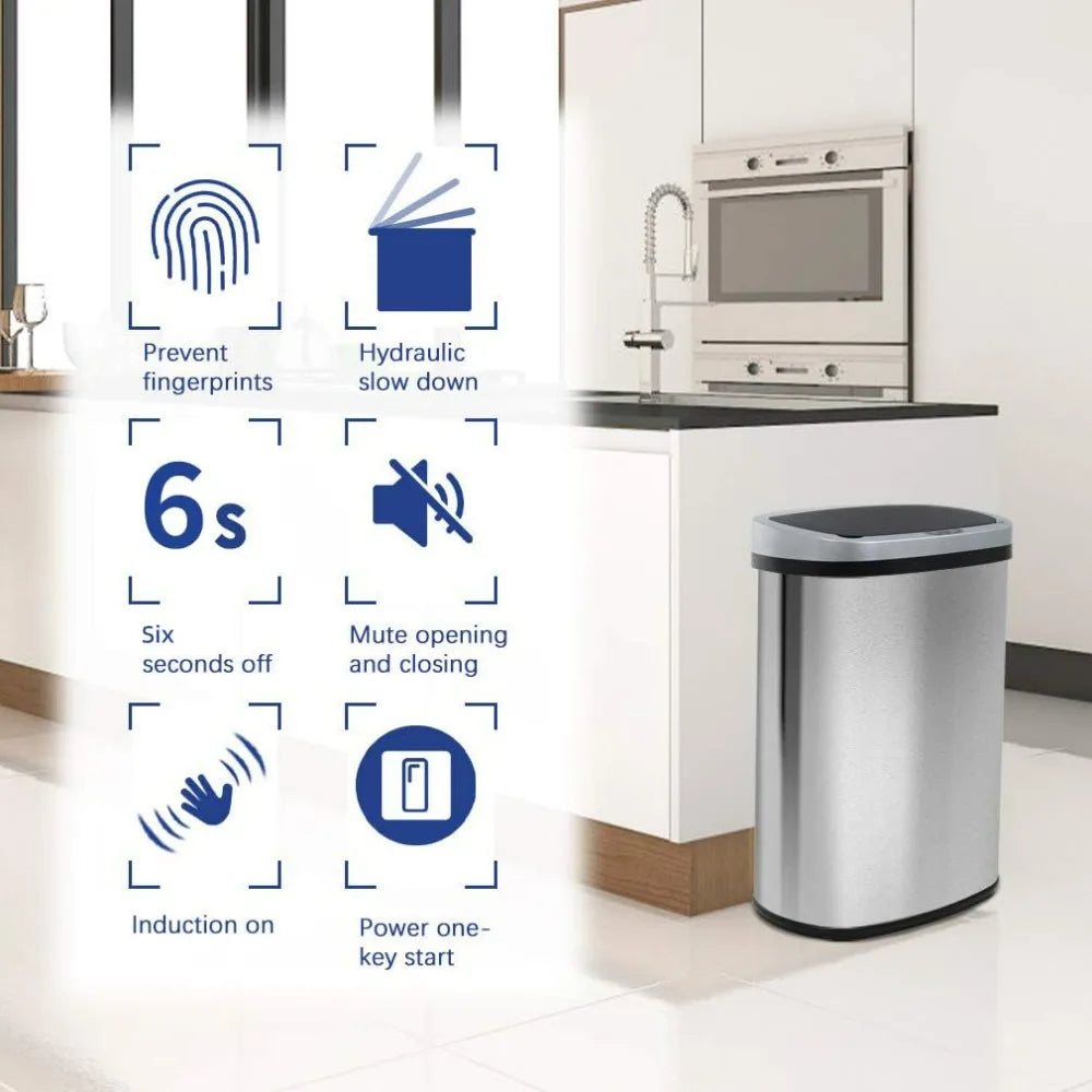BestOffice Automatic Touchless Stainless Steel Trash Can
