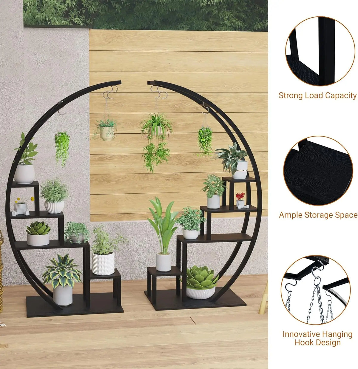 Twister 5-Tier Metal Indoor Plant Stand Half Moon Garden