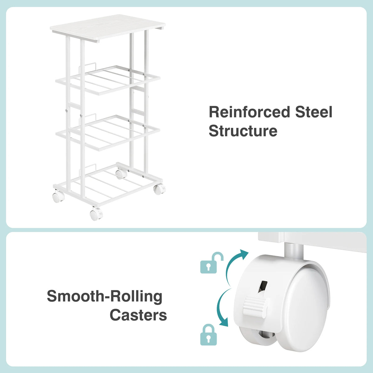 JHK 3 Drawer Rolling Fabric Dresser Cabinet