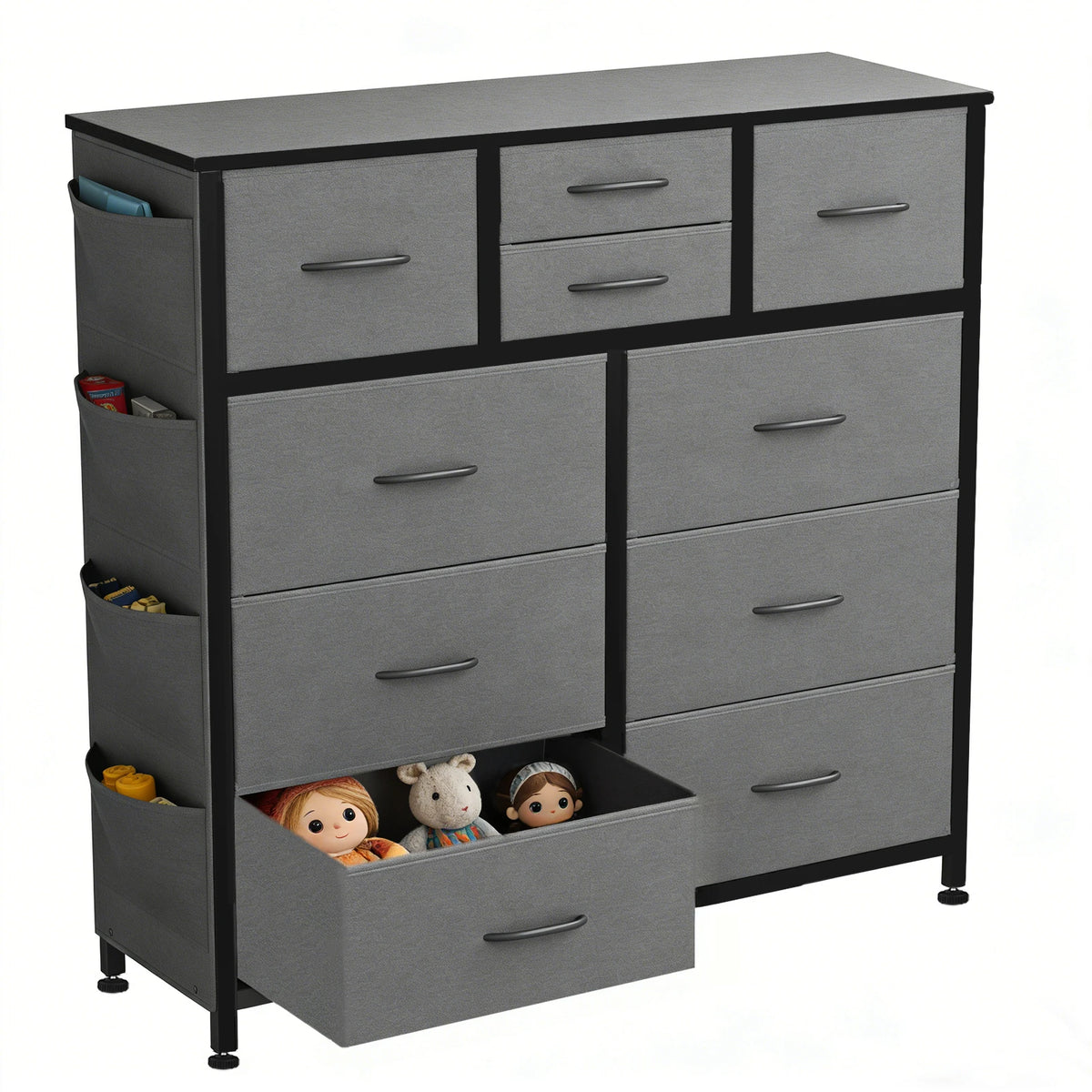 JHK Modern Minimalist 10 Drawers Metal Frame Storage Organizer