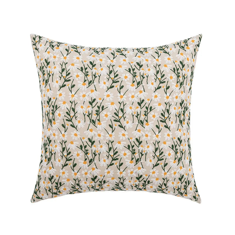 Light Luxury Floral Embroidered Pillow Case and Cushion Cover