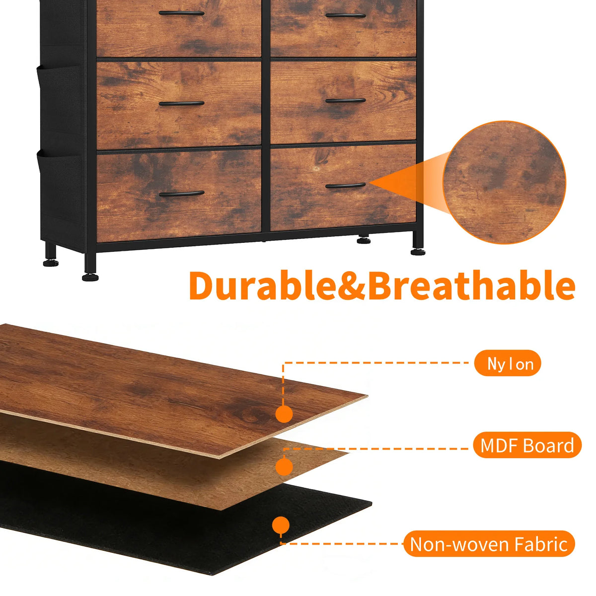 JHK Modern Minimalist 10 Drawers Metal Frame Storage Organizer