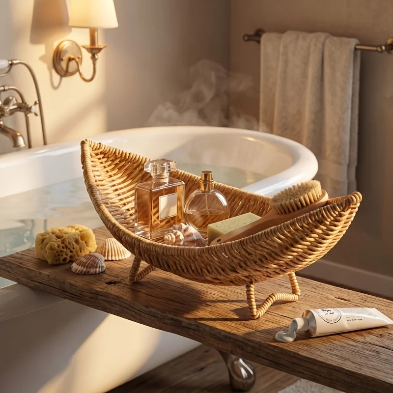 Nordic Imitation Vine Woven Plastic Storage Basket For Home