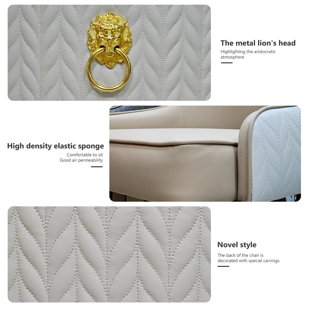 Luvodi Modern Upholstered Dining Chair Set With Lion Knocker