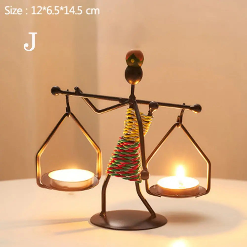 Foundtwo Nordic Metal Abstract Character Candle Holder Home Decor
