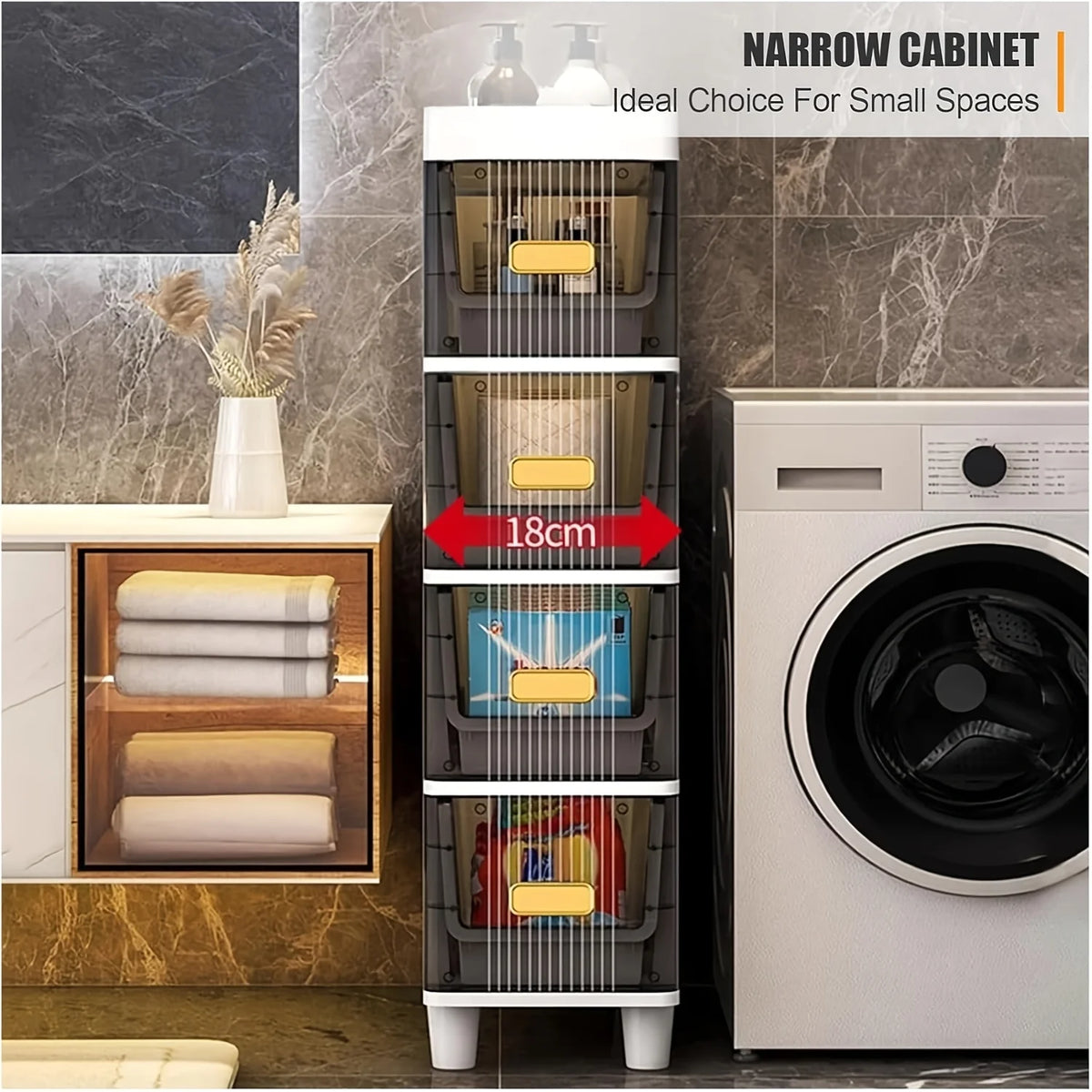 Four Tier Plastic Bathroom Storage Cabinet Freestanding Corner Shelves
