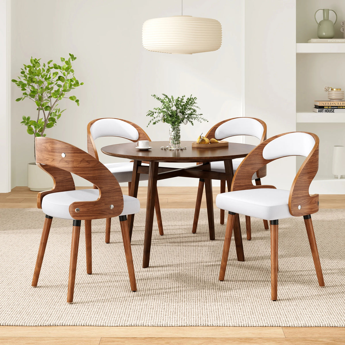 Farini Modern Wood Dining Chairs Curved Backrest Set