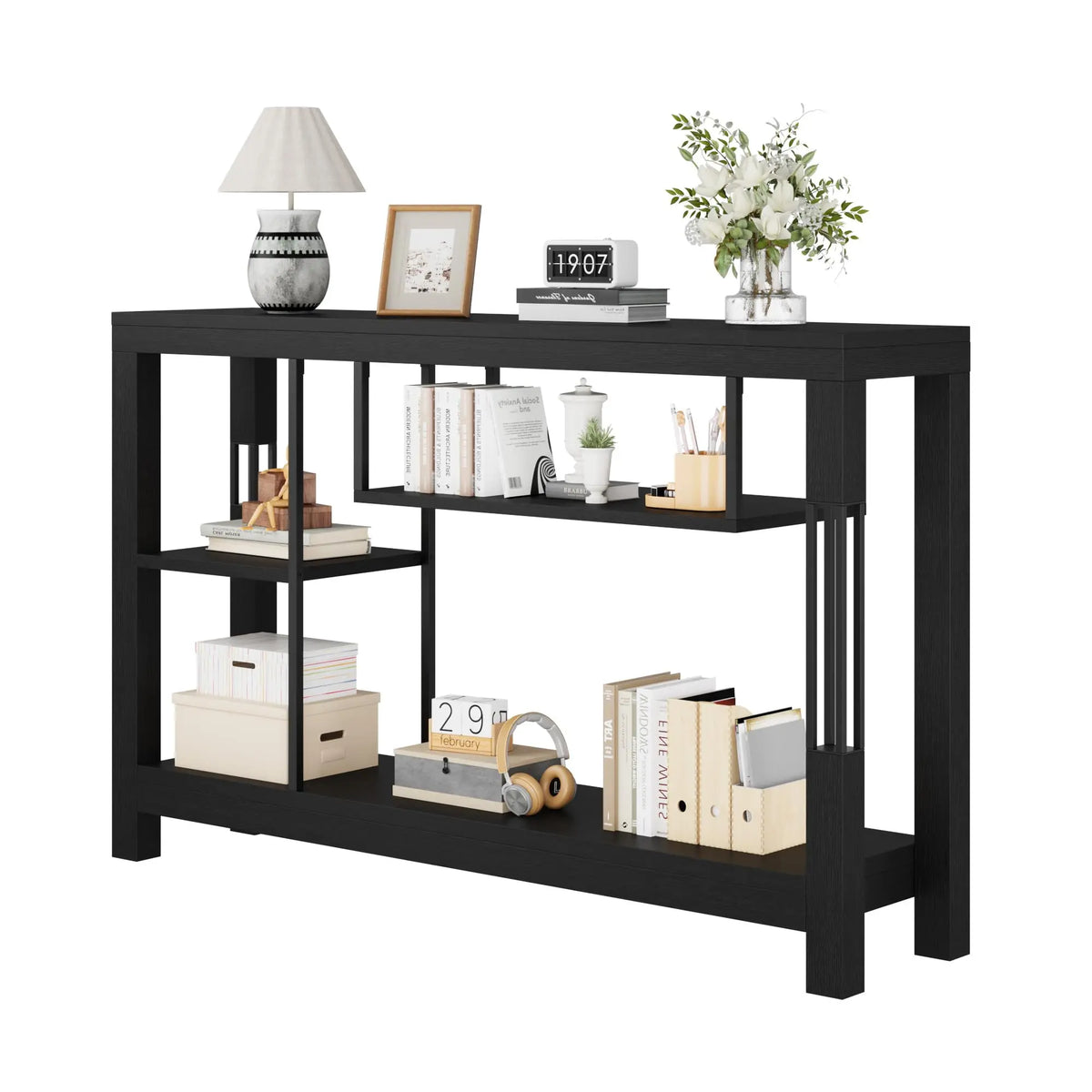HiMISS Industrial Wood Console Table With Metal Frame