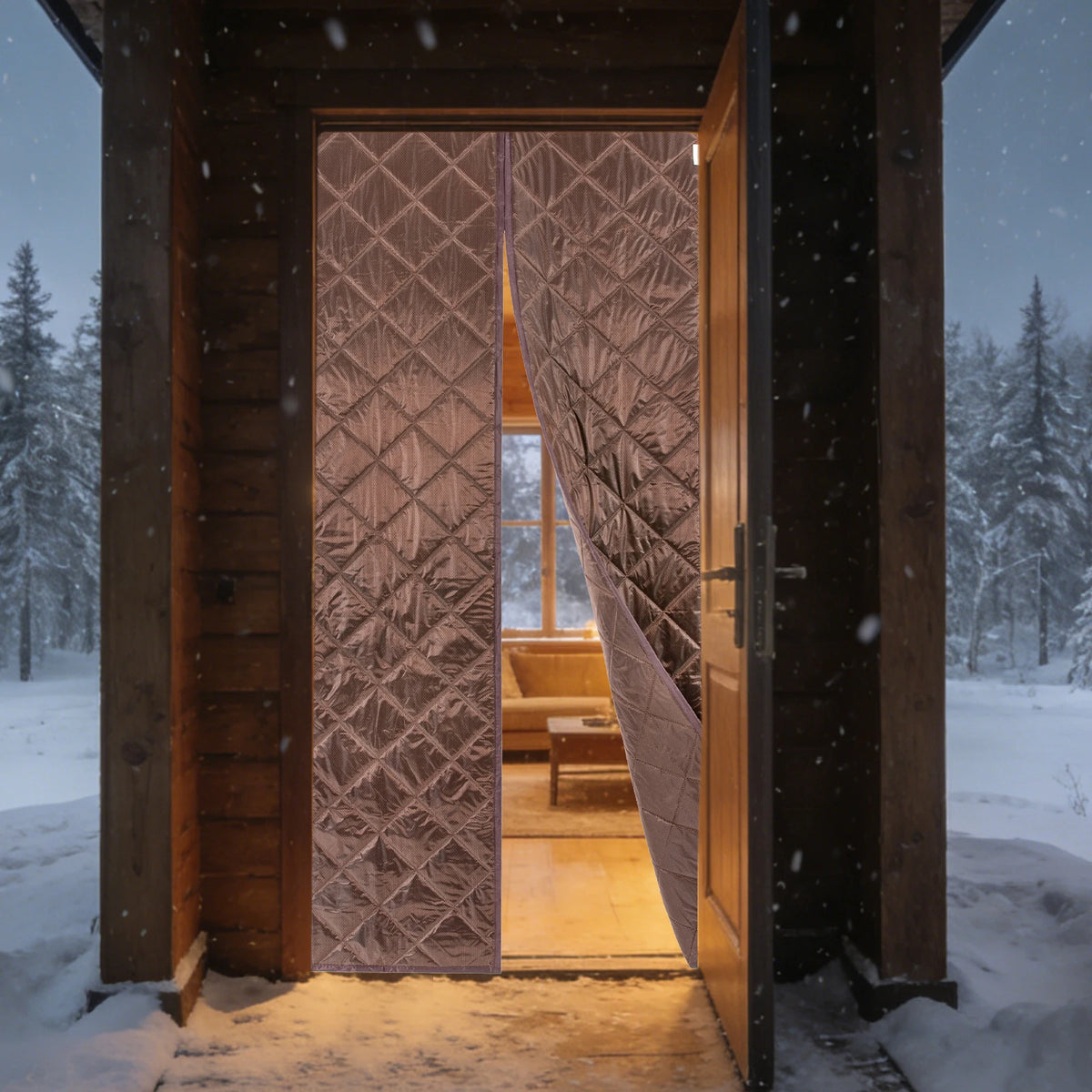 Magnetic Thermal Insulated Door Curtain Cotton Windproof Dustproof Room Divider