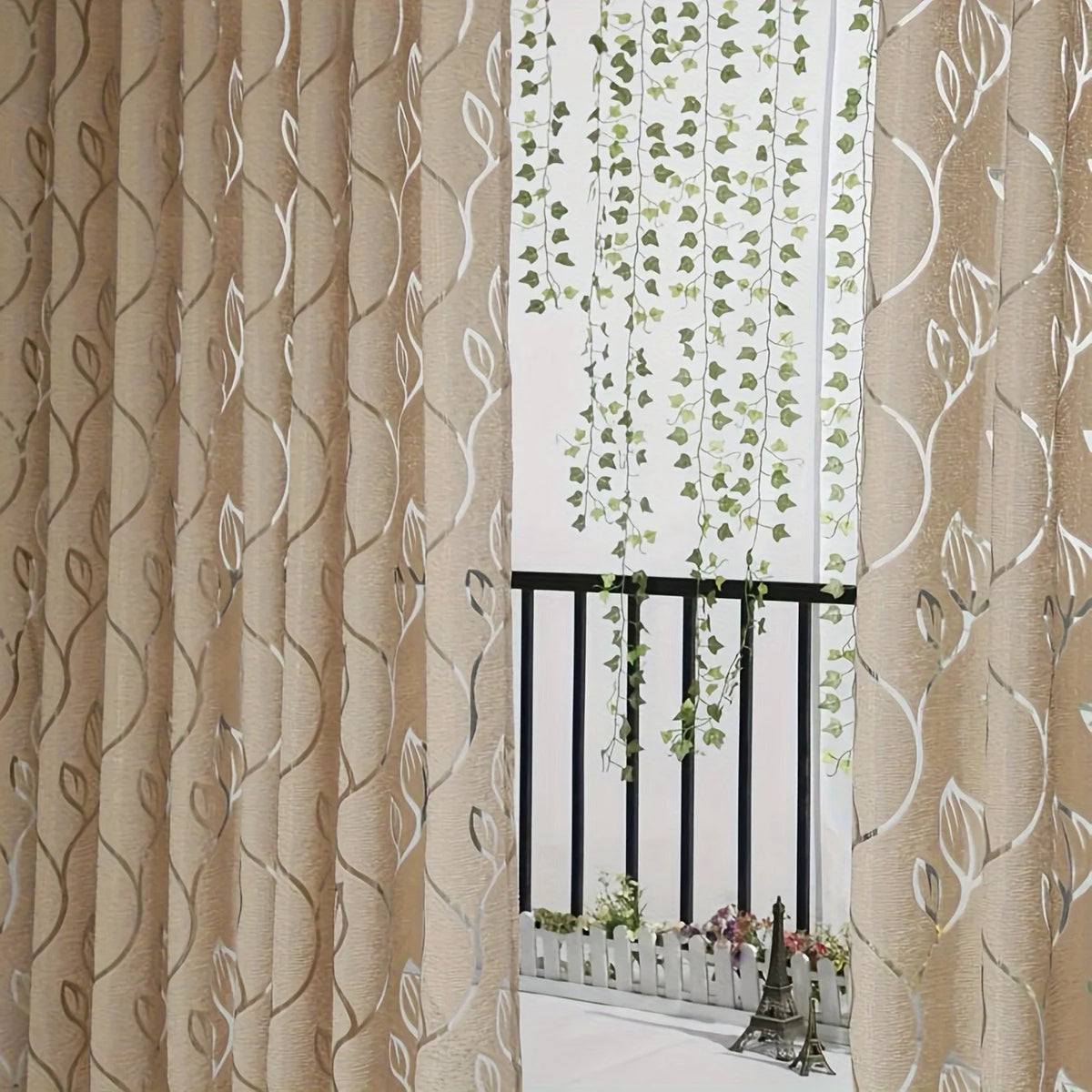 Decorative Hollow Out Embroidered Semi Blackout Window Curtain