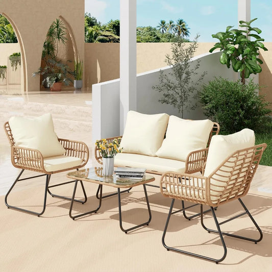 XIUWO All Weather Rattan Outdoor Patio Furniture Set With Cushions