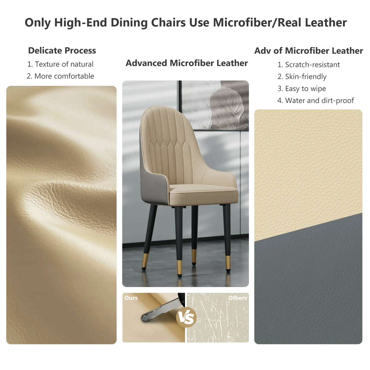 Modern Upholstered Dining Chairs With Metal Legs And Cushions