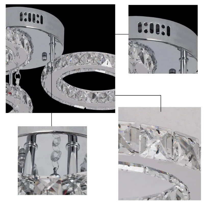 GreeLustr Stainless Steel Crystal Ring Pendant Chandelier